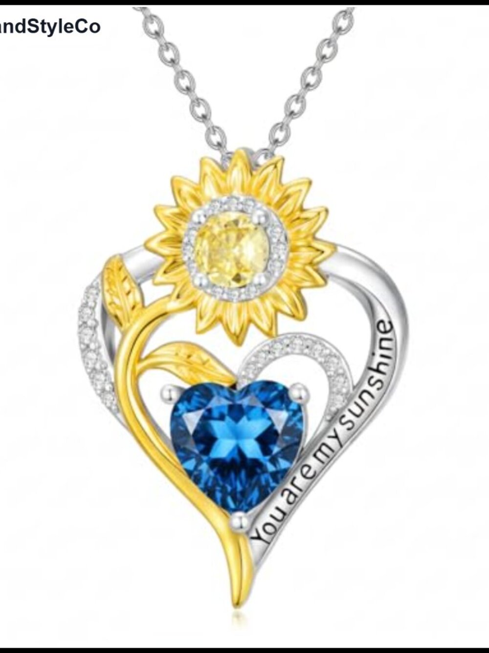 18K Gold Plated Sunflower Birthstone Necklace with Cubic Zirconia